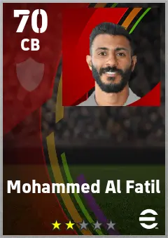 Mohammed Al Fatil eFootball 2026 player card — 70 OVR CB