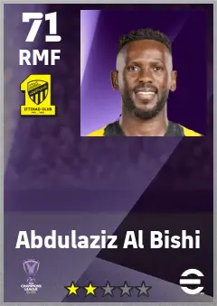 Abdulaziz Al Bishi eFootball 2026 player card — 71 OVR RMF