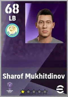 Sharof Mukhitdinov eFootball 2026 player card — 68 OVR LB