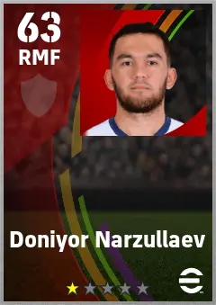Doniyor Narzullaev eFootball 2026 player card — 63 OVR RMF