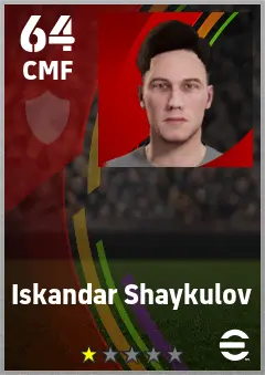 Iskandar Shaykulov eFootball 2026 player card — 64 OVR CMF