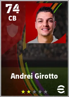 Andrei Girotto eFootball 2026 player card — 74 OVR CB