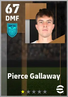 Pierce Gallaway eFootball 2026 player card — 67 OVR DMF