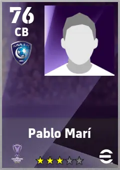 Pablo Mari eFootball 2026 player card — 76 OVR CB