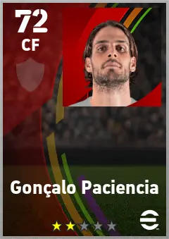 Goncalo Paciencia eFootball 2026 player card — 72 OVR CF