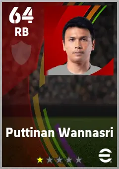 Puttinan Wannasri eFootball 2026 player card — 64 OVR RB
