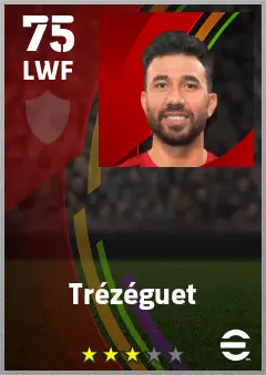 Trezeguet eFootball 2026 player card — 75 OVR LWF