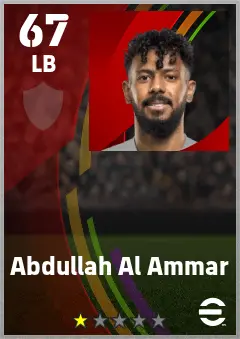 Abdullah Al Ammar eFootball 2026 player card — 67 OVR LB