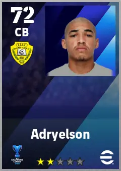 Adryelson eFootball 2026 player card — 72 OVR CB
