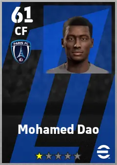 Mohamed Dao eFootball 2026 player card — 61 OVR CF