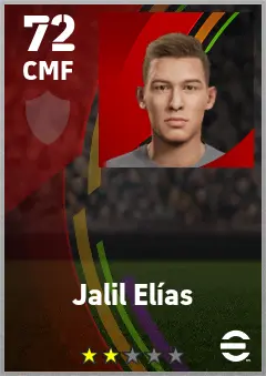 Jalil Elias eFootball 2026 player card — 72 OVR CMF