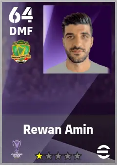 Rewan Amin eFootball 2026 player card — 64 OVR DMF