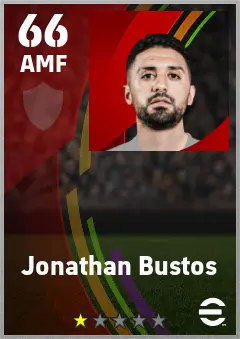 Jonathan Bustos eFootball 2026 player card — 66 OVR AMF