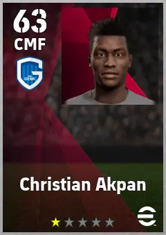 Christian Akpan eFootball 2026 player card, 63 OVR CMF