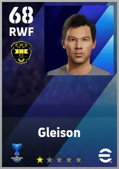 Gleison eFootball 2026 player card — 68 OVR RWF