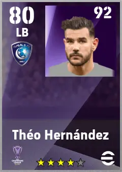 Theo Hernandez eFootball 2026 player card — 80 OVR LB