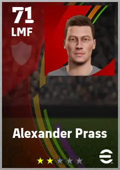 Alexander Prass eFootball 2026 player card — 71 OVR LMF