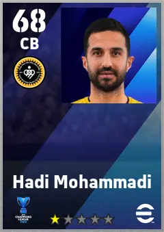 Hadi Mohammadi eFootball 2026 player card — 68 OVR CB