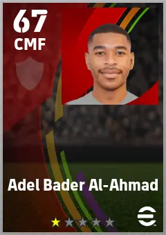 Adel Bader Al-Ahmad eFootball 2026 player card — 67 OVR CMF
