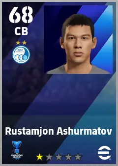 Rustamjon Ashurmatov eFootball 2026 player card — 68 OVR CB