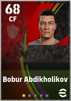 Bobur Abdikholikov eFootball 2026 player card — 68 OVR CF