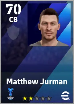 Matthew Jurman eFootball 2026 player card — 70 OVR CB