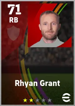 Rhyan Grant eFootball 2026 player card — 71 OVR RB