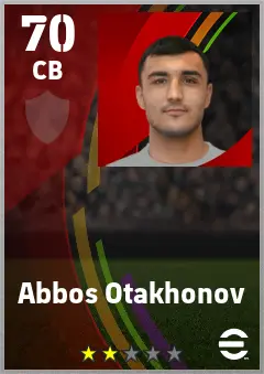 Abbos Otakhonov eFootball 2026 player card — 70 OVR CB