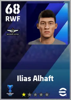Ilias Alhaft eFootball 2026 player card — 68 OVR RWF