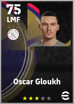 Oscar Gloukh eFootball 2026 player card — 75 OVR LMF