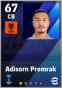 Adisorn Promrak eFootball 2026 player card — 67 OVR CB