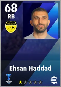 Ehsan Haddad eFootball 2026 player card — 68 OVR RB