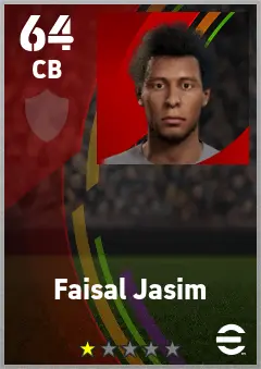 Faisal Jasim eFootball 2026 player card — 64 OVR CB