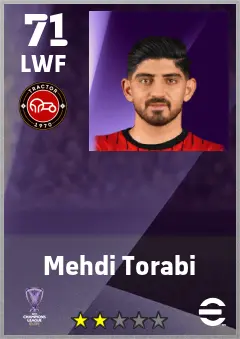 Mehdi Torabi eFootball 2026 player card — 71 OVR LWF