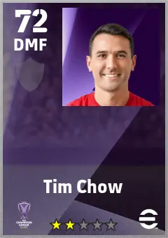 Tim Chow eFootball 2026 player card — 72 OVR DMF