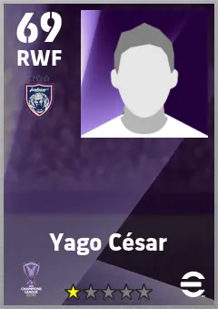 Yago Cesar eFootball 2026 player card — 69 OVR RWF