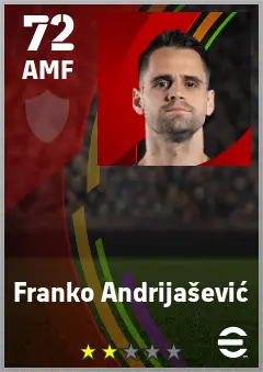 Franko Andrijasevic eFootball 2026 player card — 72 OVR AMF