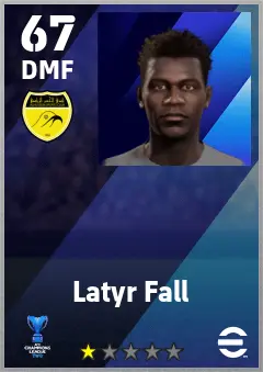 Latyr Fall eFootball 2026 player card — 67 OVR DMF
