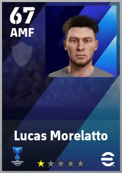 Lucas Morelatto eFootball 2026 player card — 67 OVR AMF