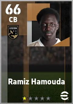 Ramiz Hamouda eFootball 2026 player card — 66 OVR CB