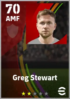 Greg Stewart eFootball 2026 player card — 70 OVR AMF