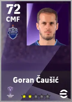 Goran Causic eFootball 2026 player card — 72 OVR CMF