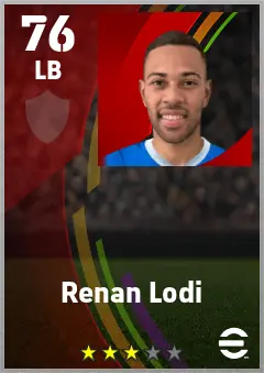 Renan Lodi eFootball 2026 player card — 76 OVR LB