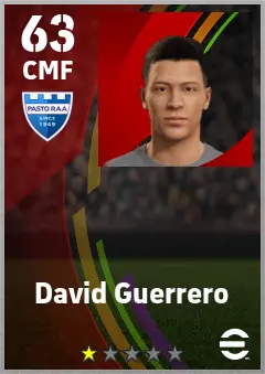 David Guerrero eFootball 2026 player card — 63 OVR CMF