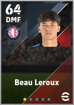 Beau Leroux eFootball 2026 player card — 64 OVR DMF