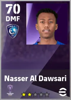 Nasser Al Dawsari eFootball 2026 player card — 70 OVR DMF