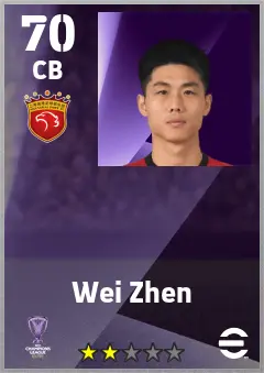 Wei Zhen eFootball 2026 player card — 70 OVR CB