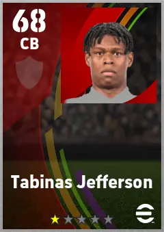 Tabinas Jefferson eFootball 2026 player card — 68 OVR CB
