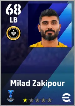 Milad Zakipour eFootball 2026 player card — 68 OVR LB