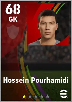 Hossein Pourhamidi eFootball 2026 player card — 68 OVR GK
